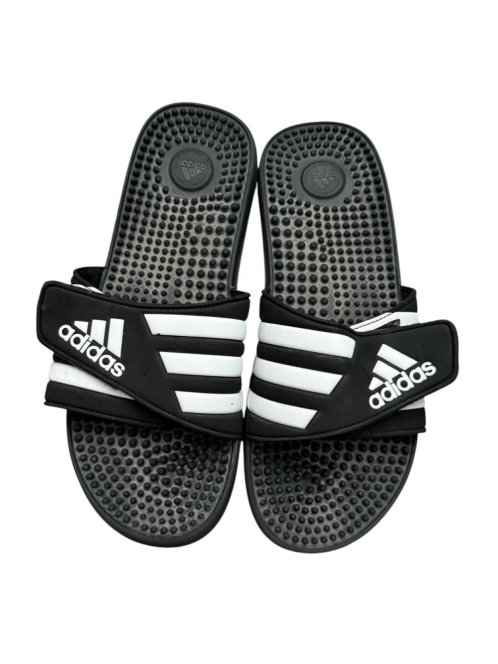 Adidas Adissage Black White Massage Slides Sandals Men’s US 13